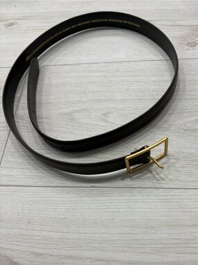 Split Leather Dark Brown Belt with Gold Buckle